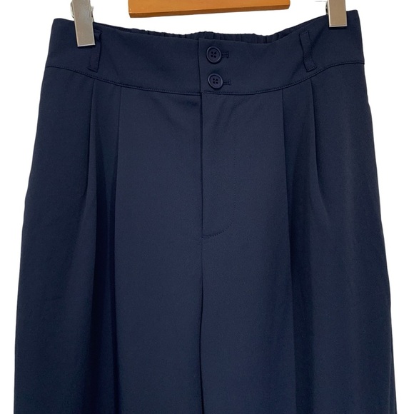 Halara High Waisted Zipper Pocket Shirred Straight Leg Work Pants Medium Blue - Picture 5 of 7